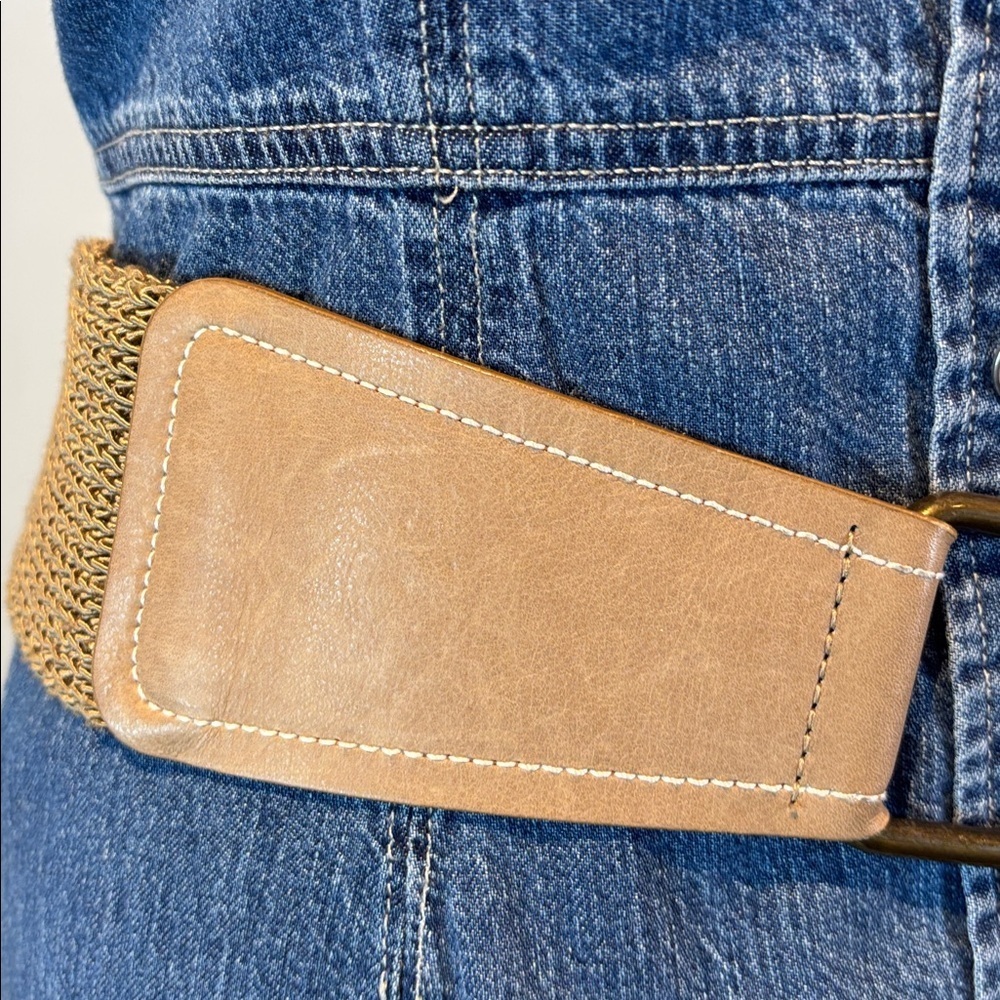 Olsen tan leather and Cotton weaved belt size medium - Picture 8 of 13